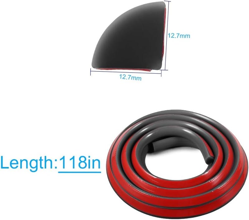 PAMISO 1/2 Inch Flexible Quarter Round Molding, 9.8Ft Trim Molding with Self Adhesive for Wall Tile Edge Floor Corner, Staircase Cabinet Tub (Black) - Image 2